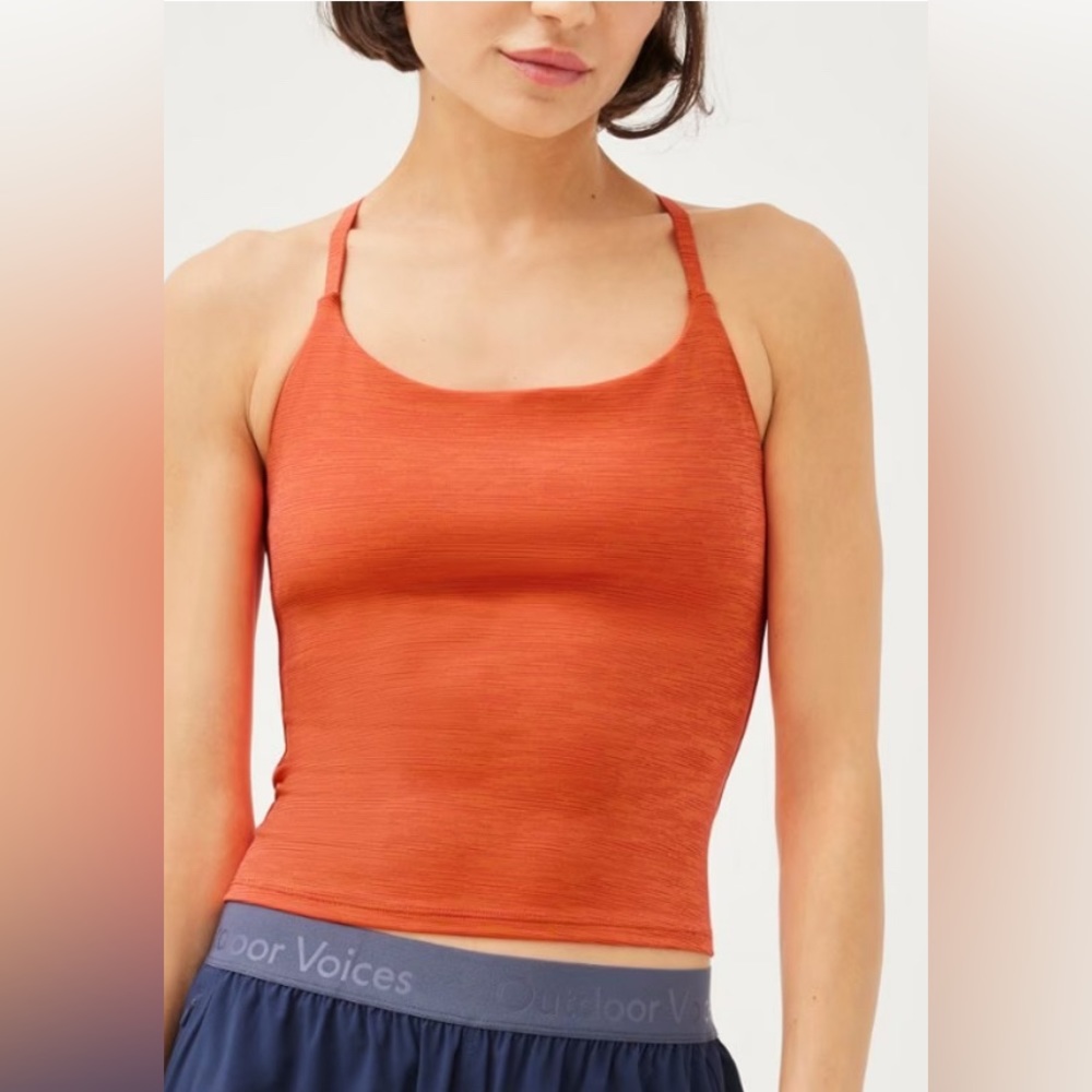 Outdoor Voices TechSweat Move Free Tank With Shelf Bra In Hot Coral XXXL, NWT